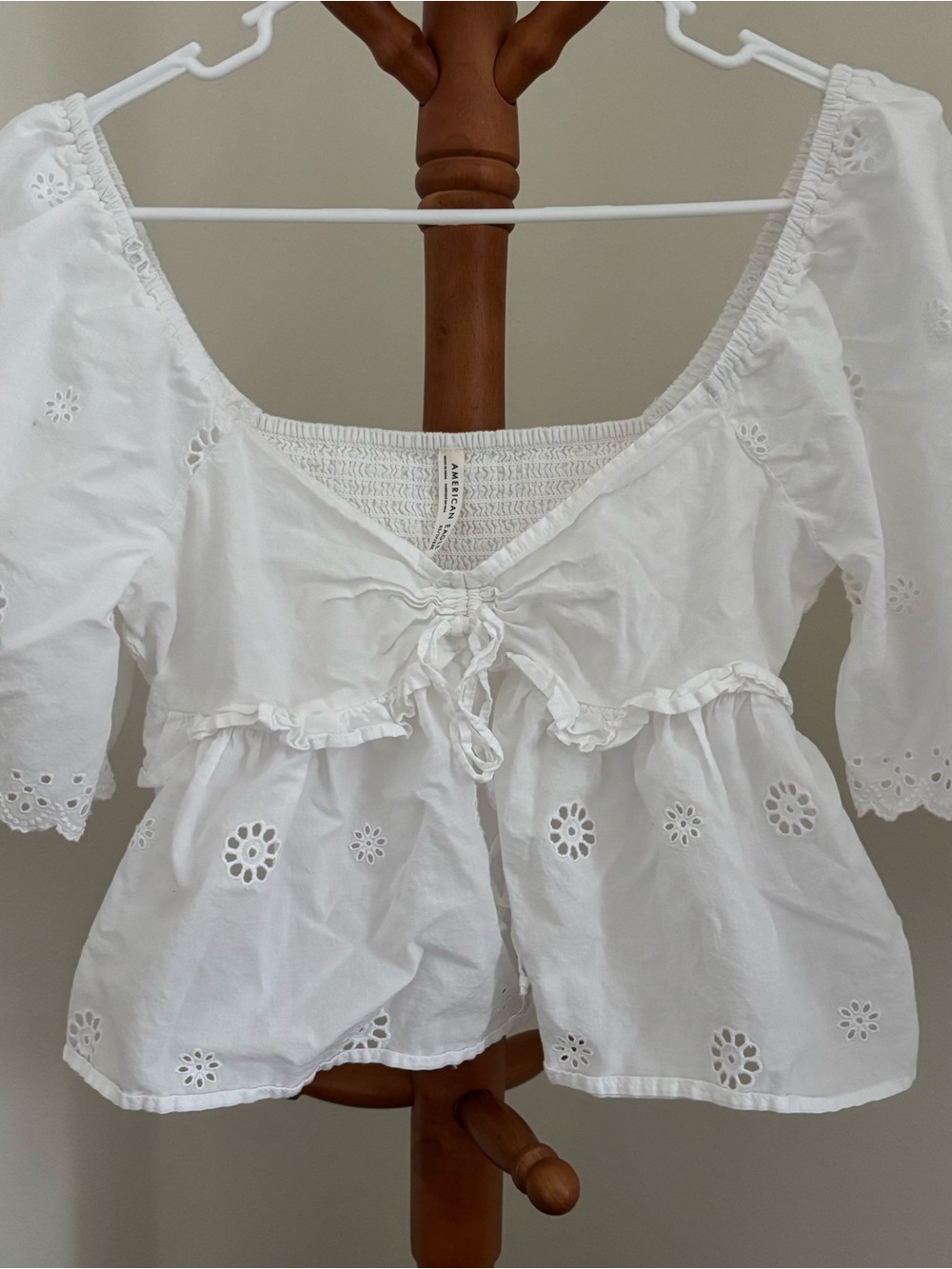 White Eyelet American Eagle Top